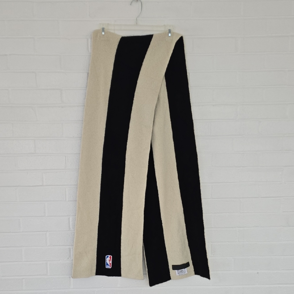 The Elder Statesman Cashmere Scarf  NBA Logo Limited Edition Black/Cream 90×14"